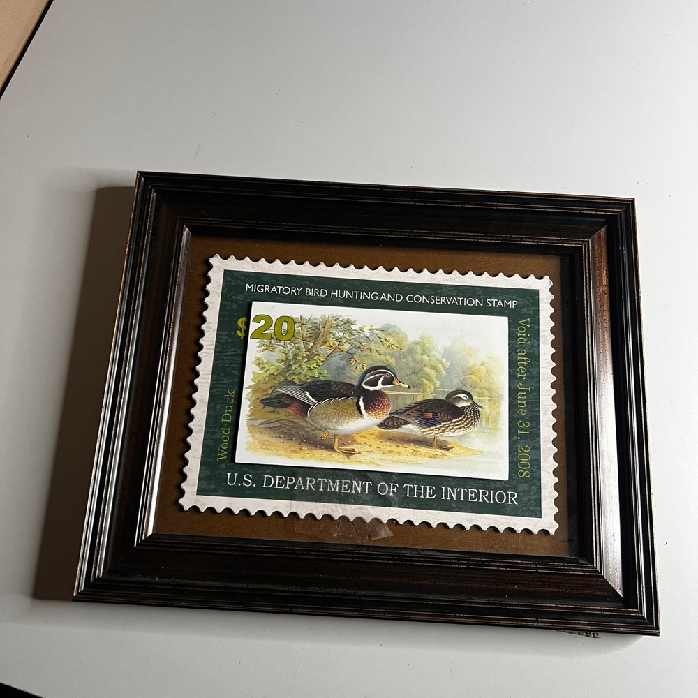 Framed Wood Duck Migratory Bird Hunting Conservation Stamp Print 2007-2008 Art
